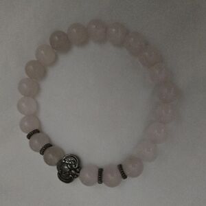 Rose Quartz Bracelet With Charm And Beeded Detail - New